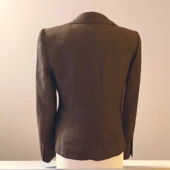 Armani Collezioni Brown basketweave Blazer. Made in Italy. Sz 8. - Picture 6 of 12